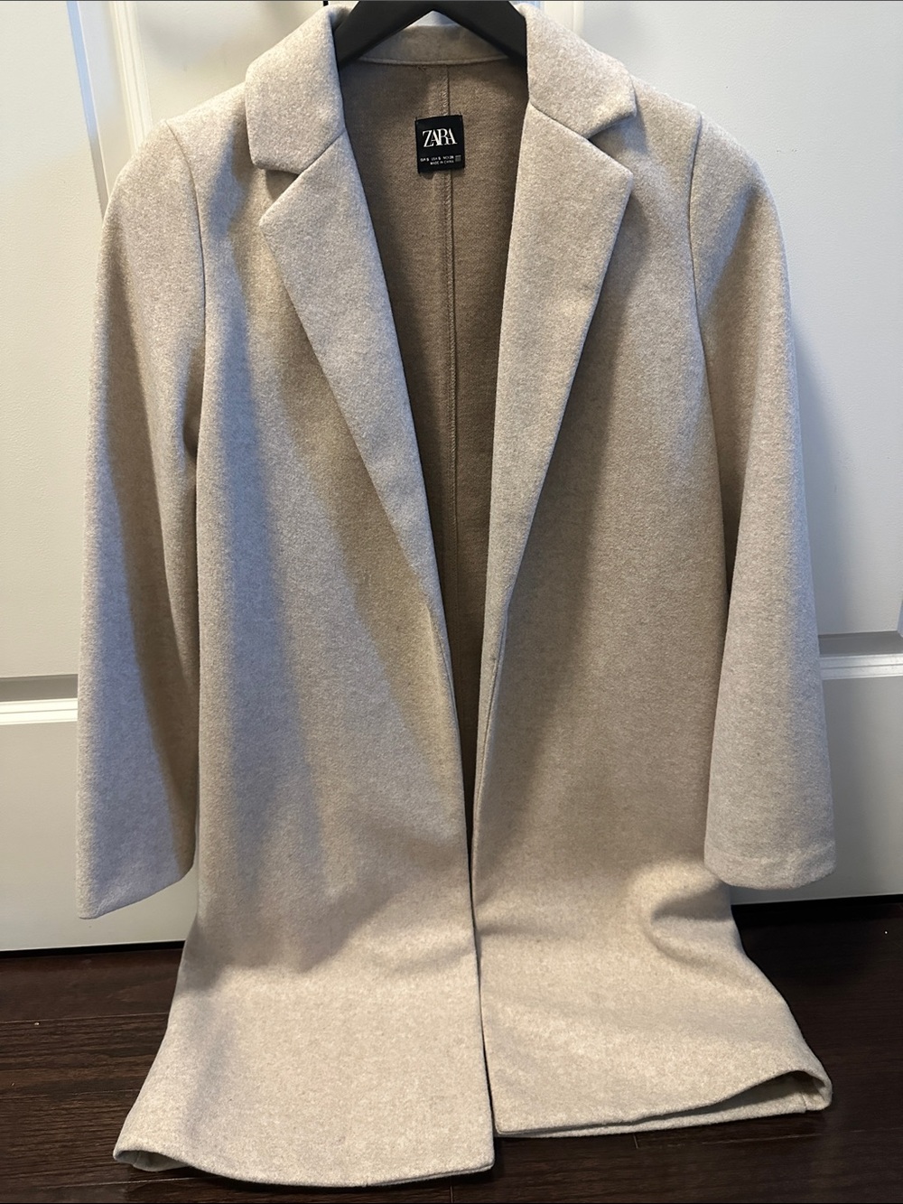 Zara Grey Beige Open-Front Long Coat (size: small)
